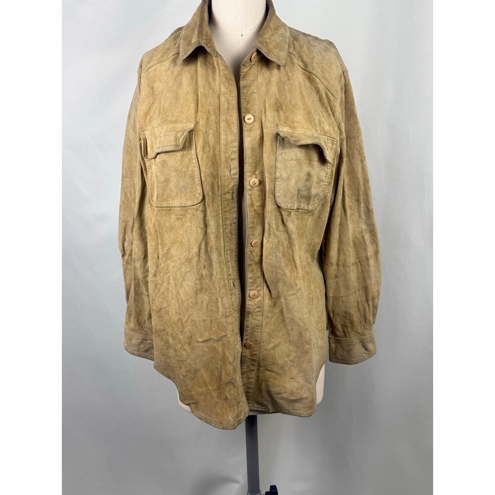 Solutions New York Suede Leather Utility Work Size M Work Vintage‎ 90's Shacket
